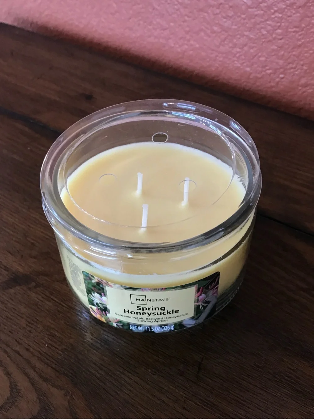 🔴 4/$15 Mainstays New Spring Honeysuckle 3-Wick 11.5oz Glass Jar Yellow Candle